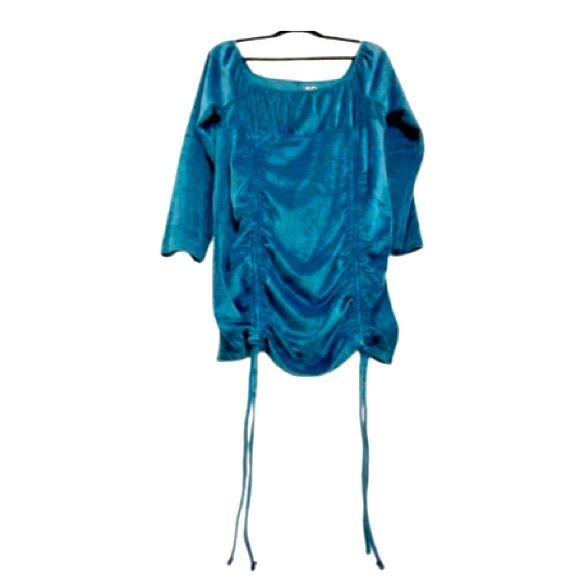 SO (Sonoma) Goods for Life Teal Velour Square Neck Ruched Dress - Size XL - Picture 7 of 9